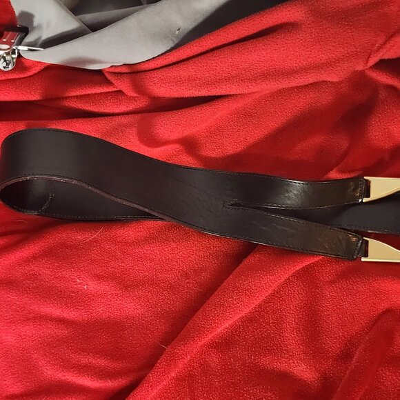Avignon Black Genuine Leather Equestrian Gold Metal Stirrup Buckle Belt Size 3XL main image 5